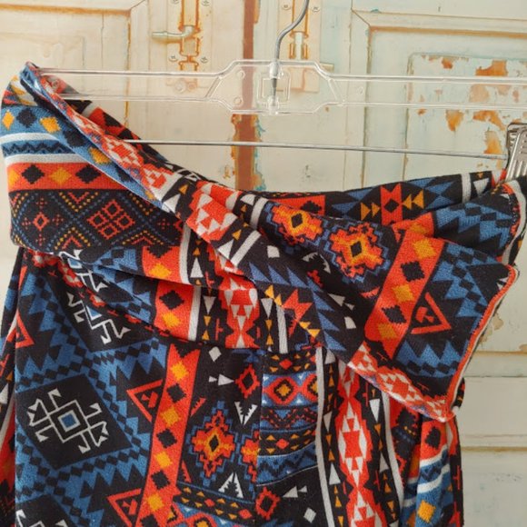 Eye Candy stretch fold over waist soft med weight flare leg pant/S/multi color - Picture 2 of 7